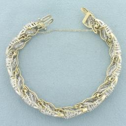 5ct Round And Baguette Diamond Bracelet In 14k Yellow Gold