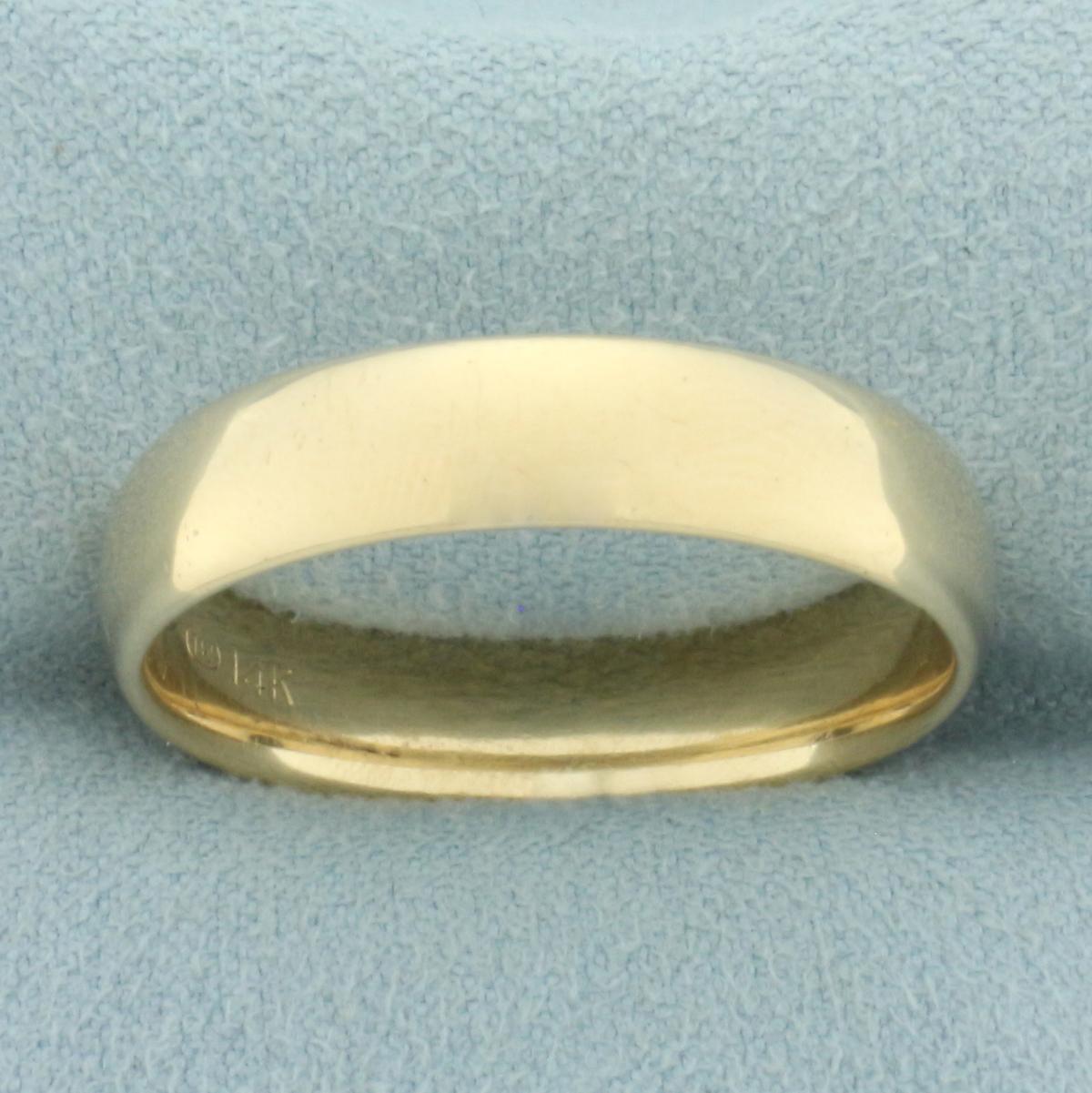 Mens Half Dome Wedding Band Ring In 14k Yellow Gold