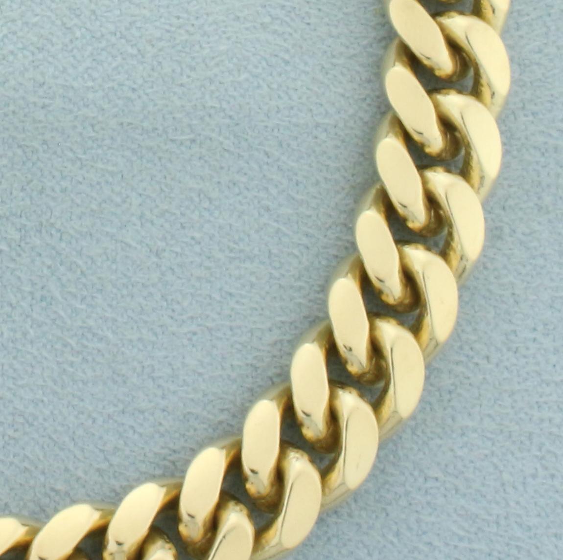Mens Heavy Curb Link Bracelet In 14k Yellow Gold