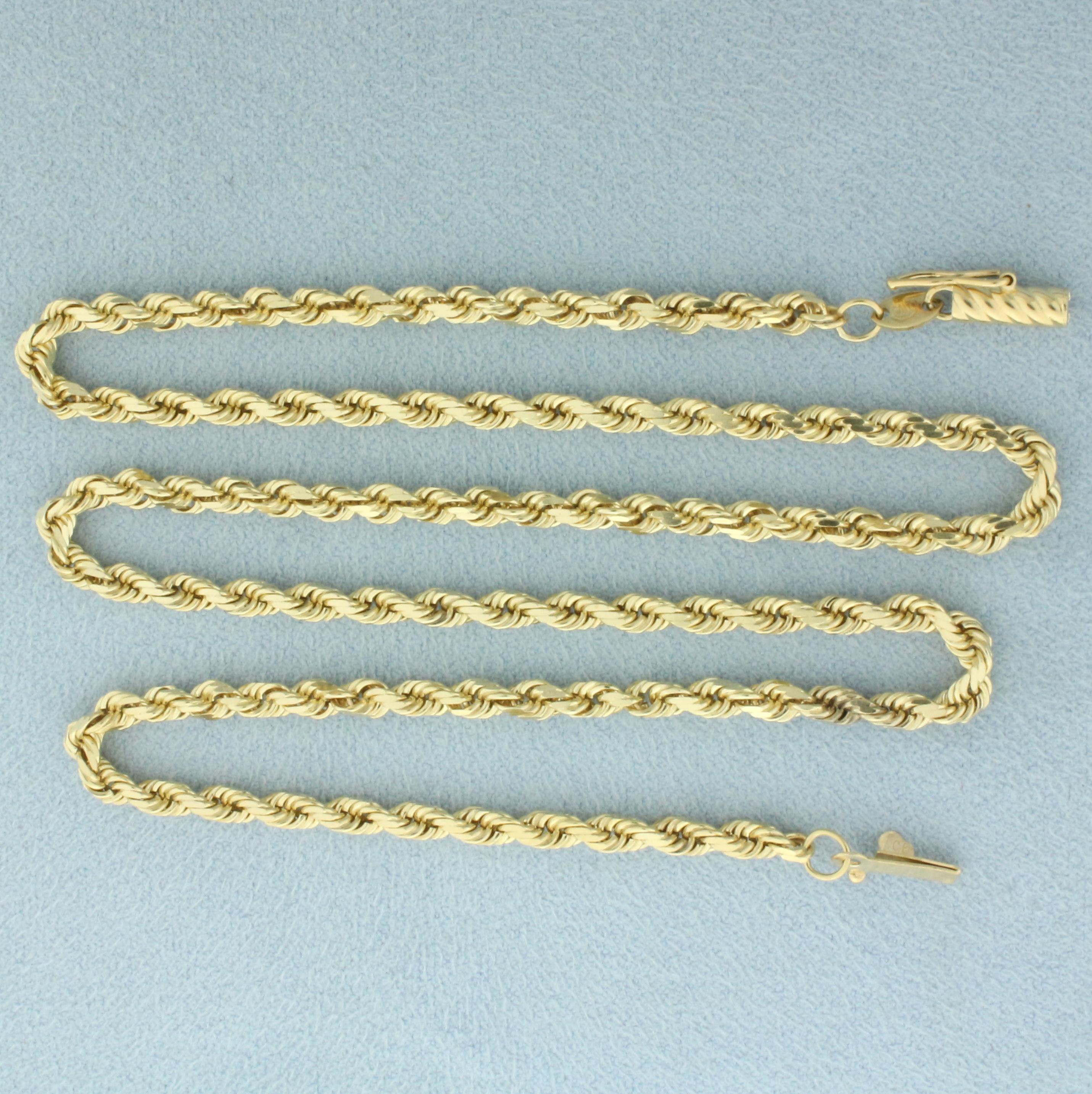 18 Inch Rope Link Chain Necklace In 14k Yellow Gold