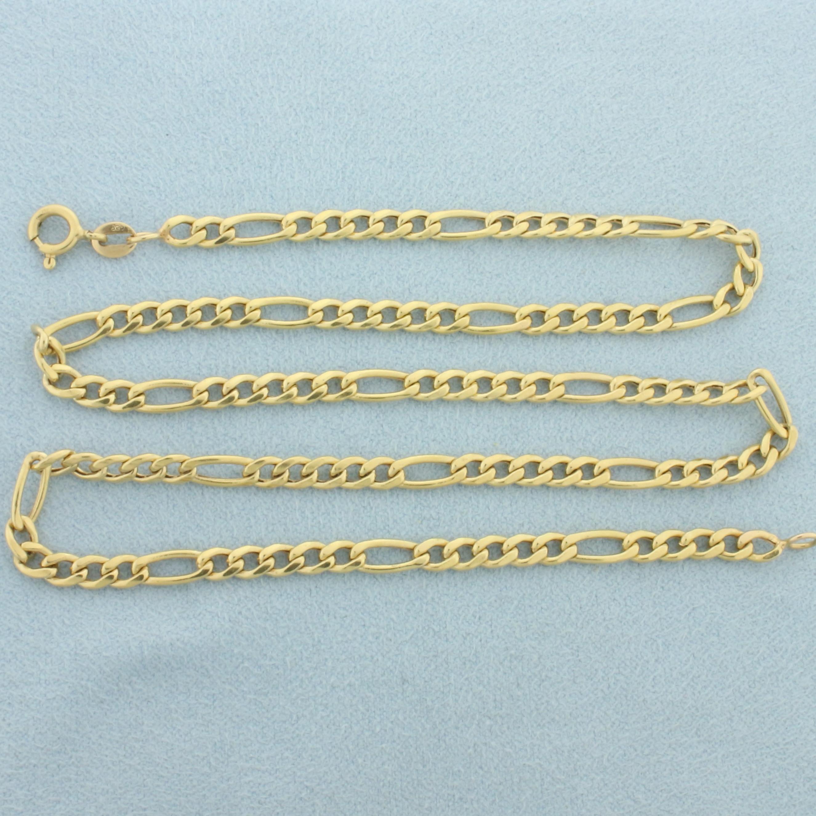 18 Inch Figaro Link Chain Necklace In 18k Yellow Gold