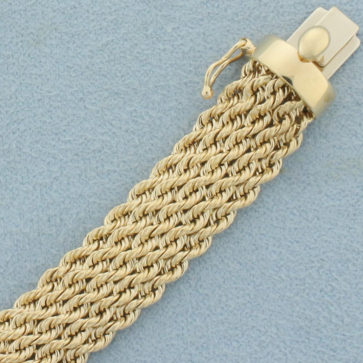 Wide Rope Link Bracelet In 14k Yellow Gold