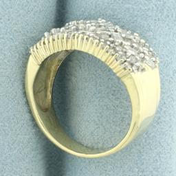 Baguette And Round Diamond Ring In 10k Yellow Gold