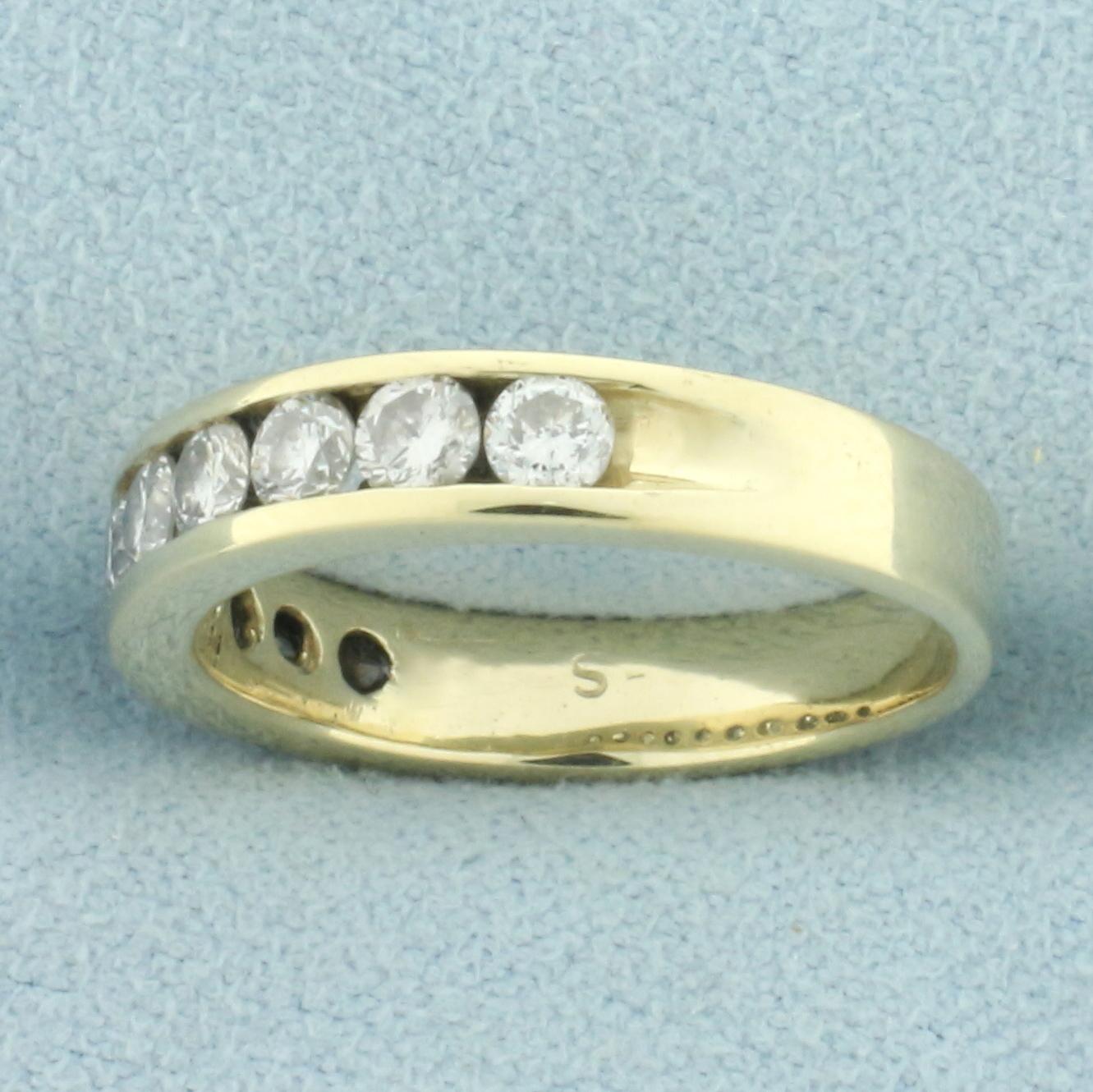 Channel Set Diamond Wedding Or Anniversary Band Ring In 14k Yellow Gold