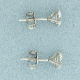 Gia Certified 1ct Tw Diamond Stud Earrings In Platinum Martini Settings