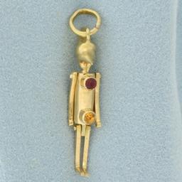 Mechanical Movable Pinocchio Charm Or Pendant In 18k Yellow Gold