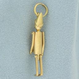 Mechanical Movable Pinocchio Charm Or Pendant In 18k Yellow Gold