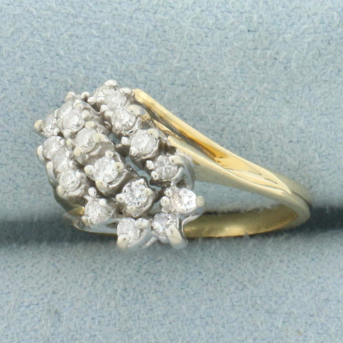 Diamond Waterfall Ring In 14k Yellow Gold