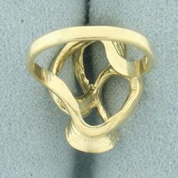 Diamond Cut Abstract Design 3-d Ring In 14k Yellow Gold