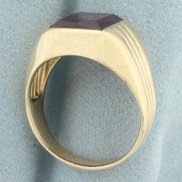 Mens Vintage Ruby Ring In 14k Yellow Gold