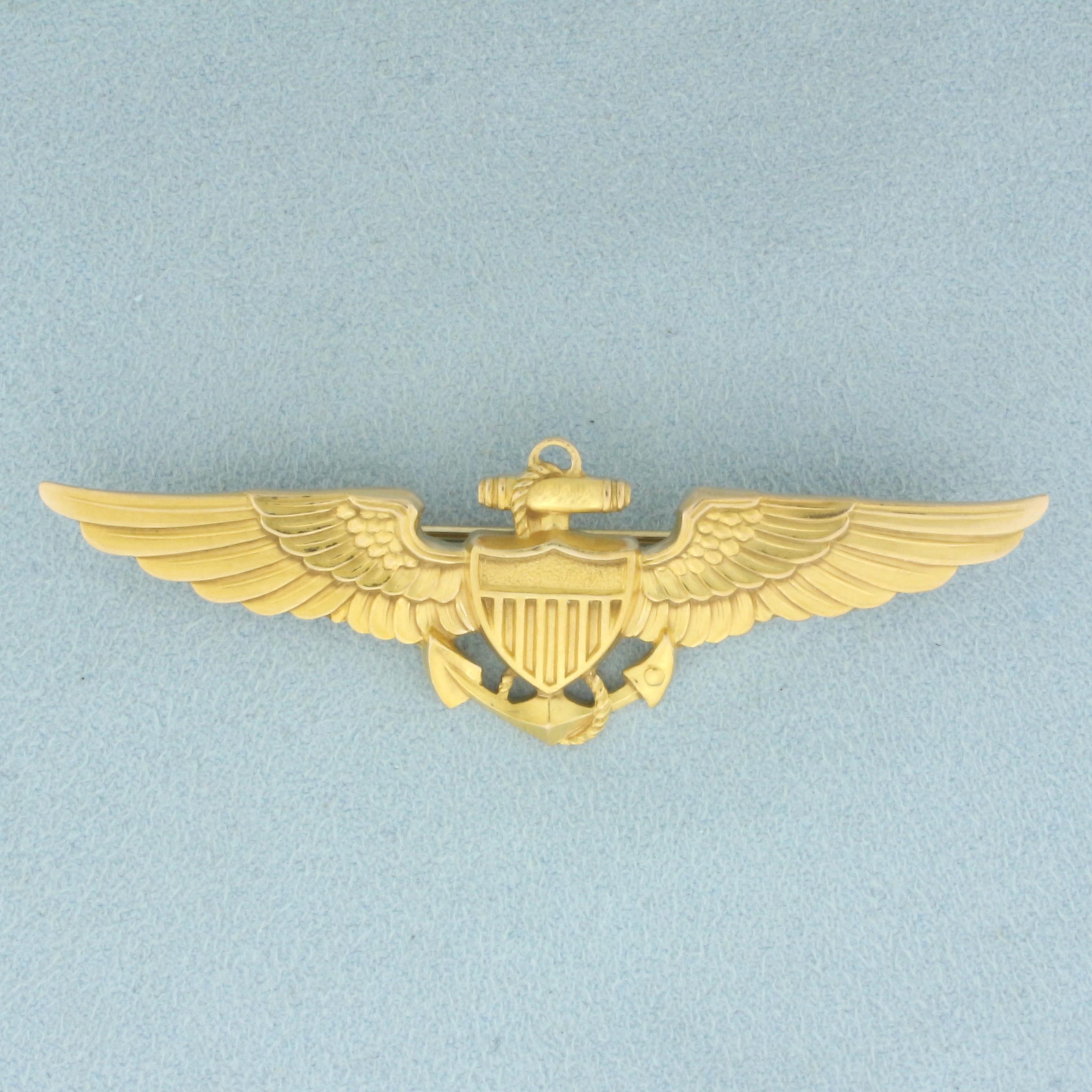 Us Marine Corp Or Naval Aviator Wings Pin In 10k Yellow Gold