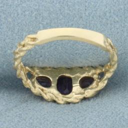 Amethyst Rope Design Ring In 14k Yellow Gold