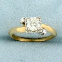 Antique 1/2ct Old European Cut Diamond Ring In 14k Yellow And White Gold