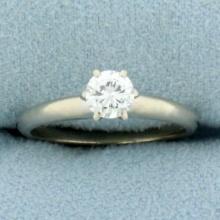 Diamond Solitaire Engagement Ring In 14k White Gold