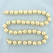 Italian 19 Inch Ball Bead Necklace In 14k Yellow Gold