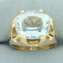 9ct Aquamarine Claw Set Statement Ring In 14k Yellow Gold