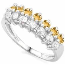 1.00ctw Yellow & White Sapphire Ring In Platinum Over Sterling Silver