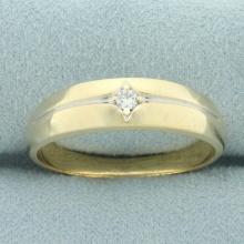 Mens Diamond Wedding Band Ring In 14k Yellow And White Gold