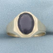 Mens Vintage Amethyst Bezel Set Ring In 10k Yellow Gold