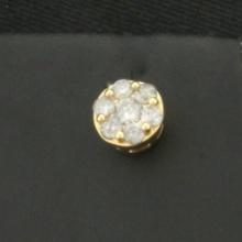 Pave Set Diamond Single Stud Earring In 10k Yellow Gold