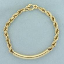 Tube Center Rope Bracelet In 14k Yellow Gold