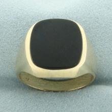 Mens Vintage Onyx Ring In 10k Yellow Gold