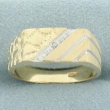 Mens Diamond Nugget Style Ring In 10k Yellow Gold