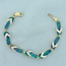 Opal I Flip Flop Link Bracelet In 14k Yellow Gold