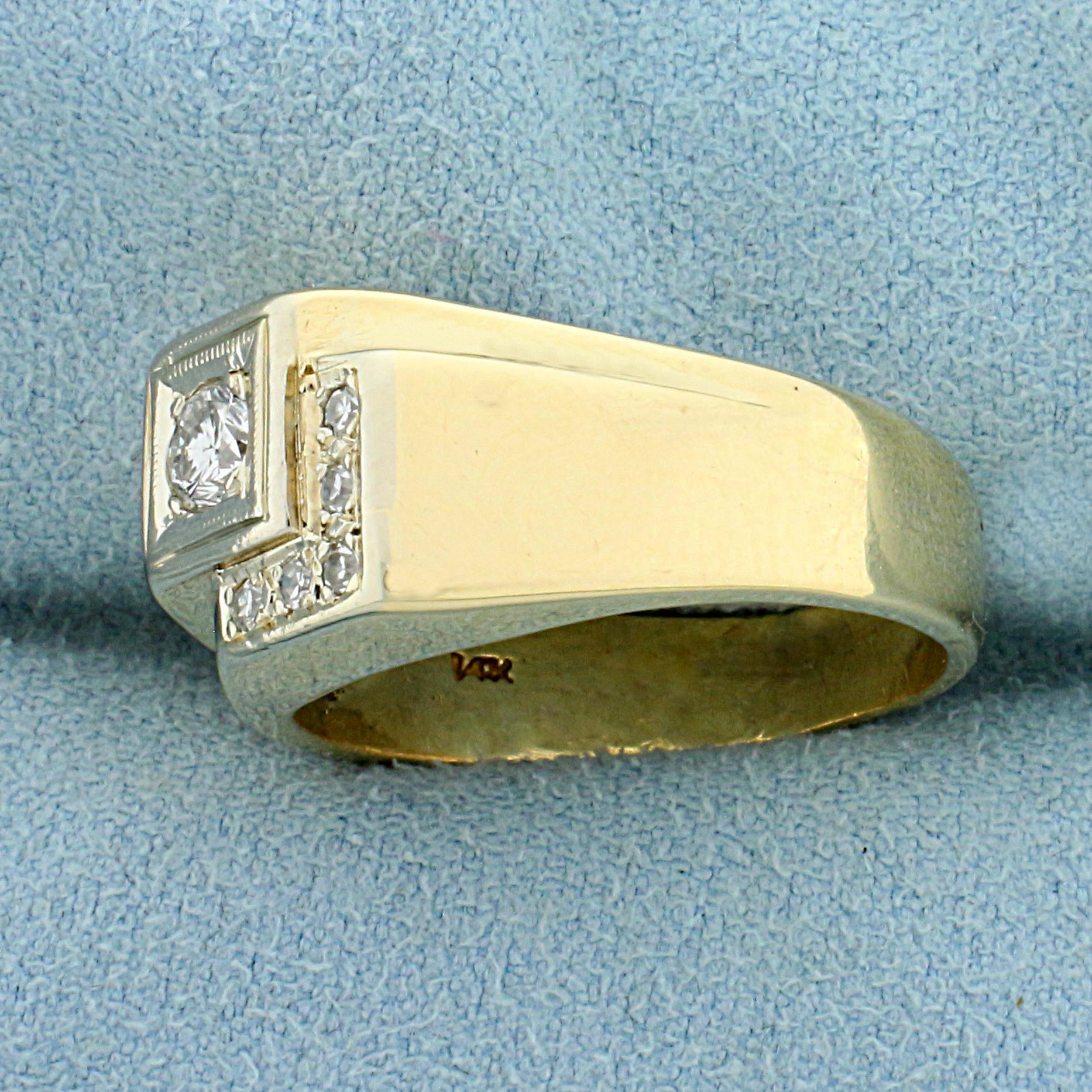 1/4ct Tw Diamond Step Design Ring In 14k Yellow Gold