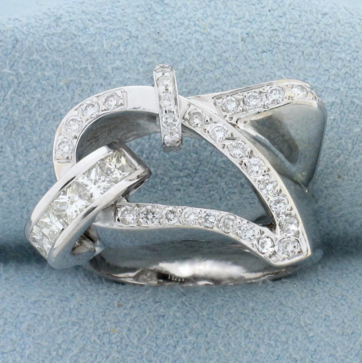 1ct Tw Diamond Abstract Design Ring In 18k White Gold