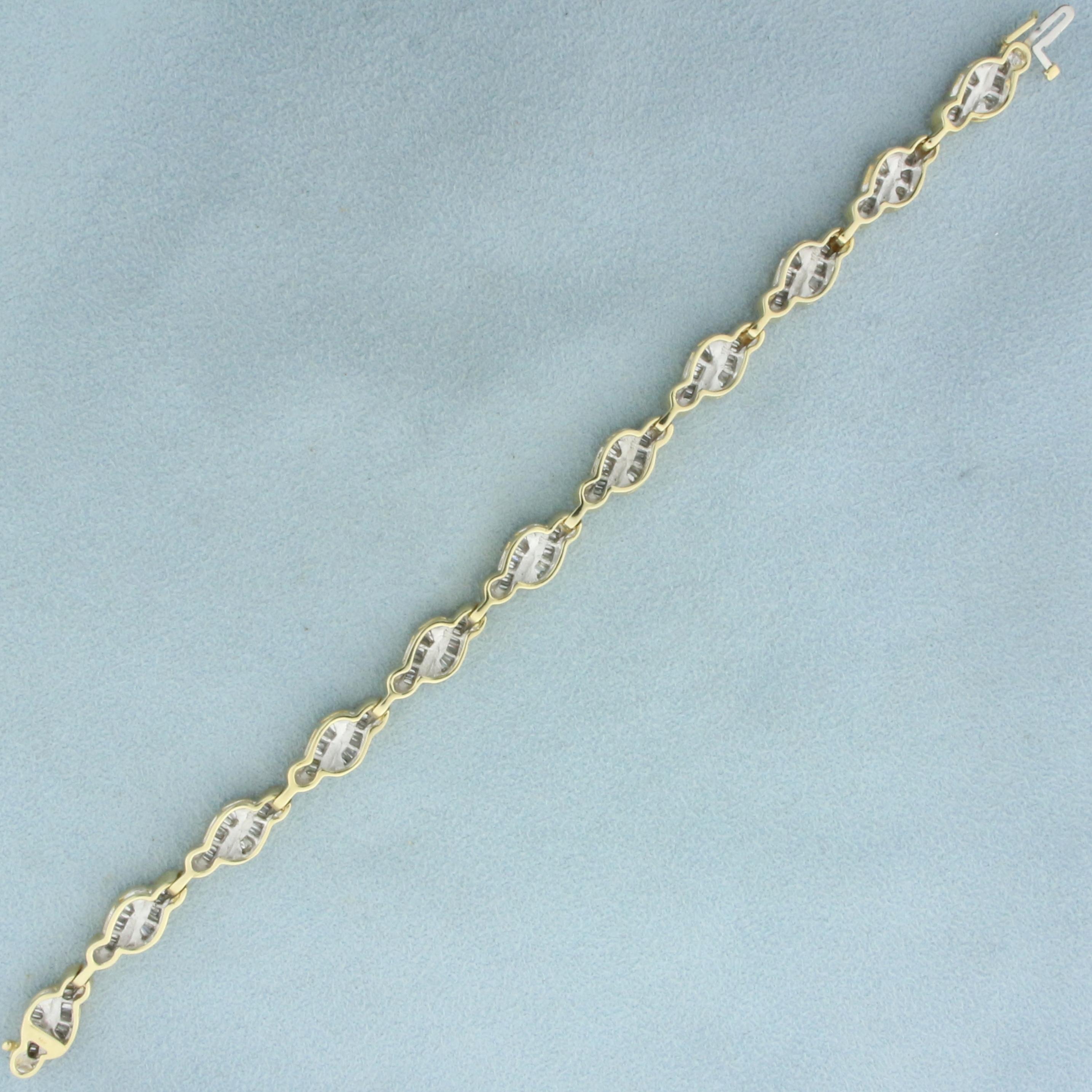 2ct Tw Baguette Diamond Bracelet In 14k Yellow Gold