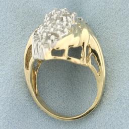 Vintage 1ct Tw Diamond Cluster Ring In 10k Yellow Gold