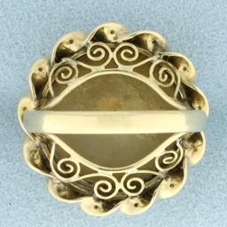 Vintage Mother Of Pearl Statement Ring In 10k Yellow Gold