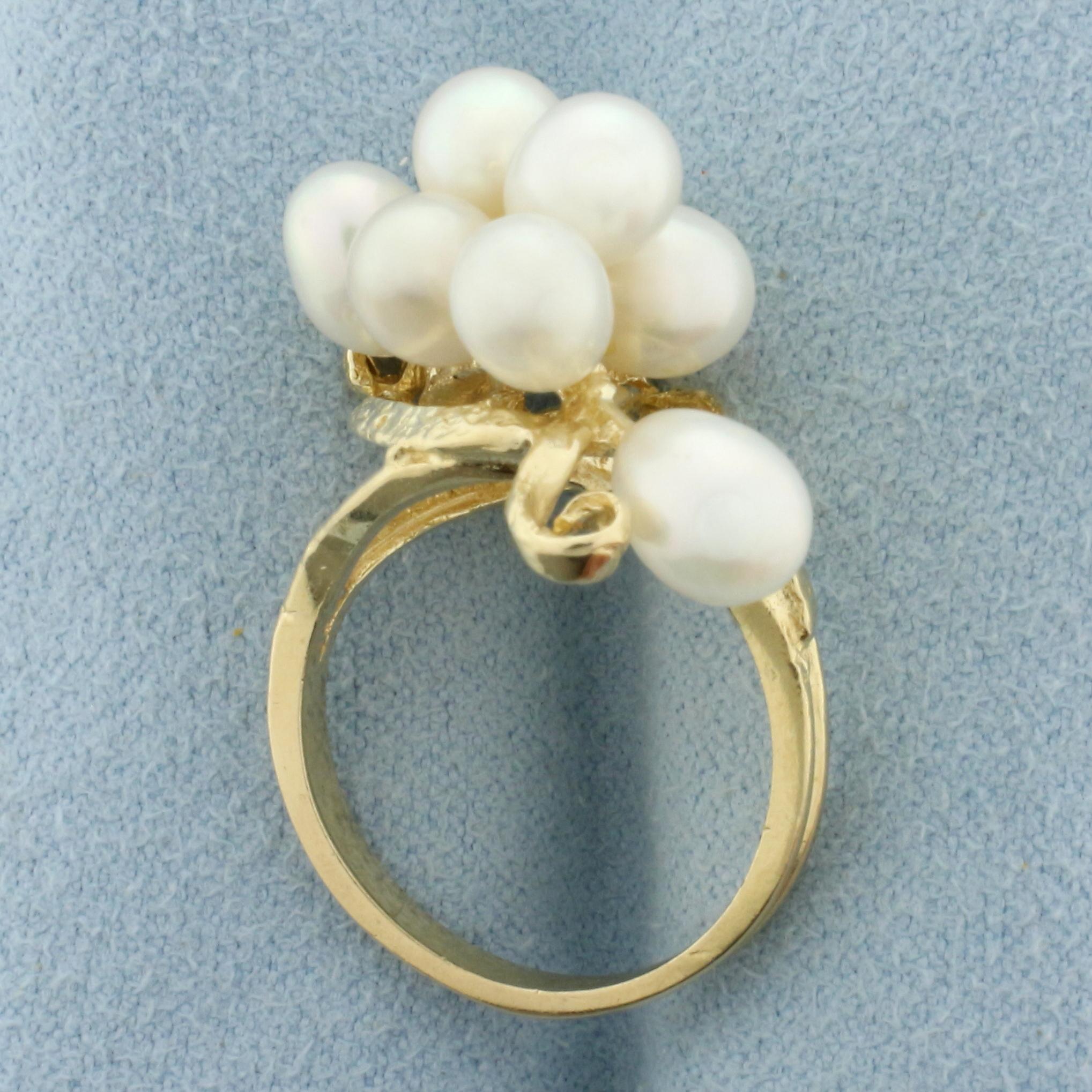 Teardrop Pearl Statement Ring In 14k Yellow Gol