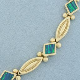 Opal Inlay Bracelet In 14k Yellow Gold