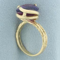 Lab Purple Sapphire Nature Design Ring In 14k Yellow Gold