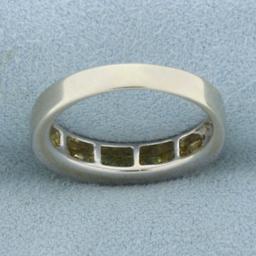 Natural Yellow Sapphire Channel Set Band Ring In 18k White Gold