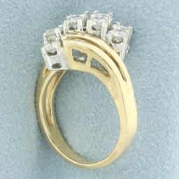 Zigzag Design Diamond Ring In 14k Yellow Gold