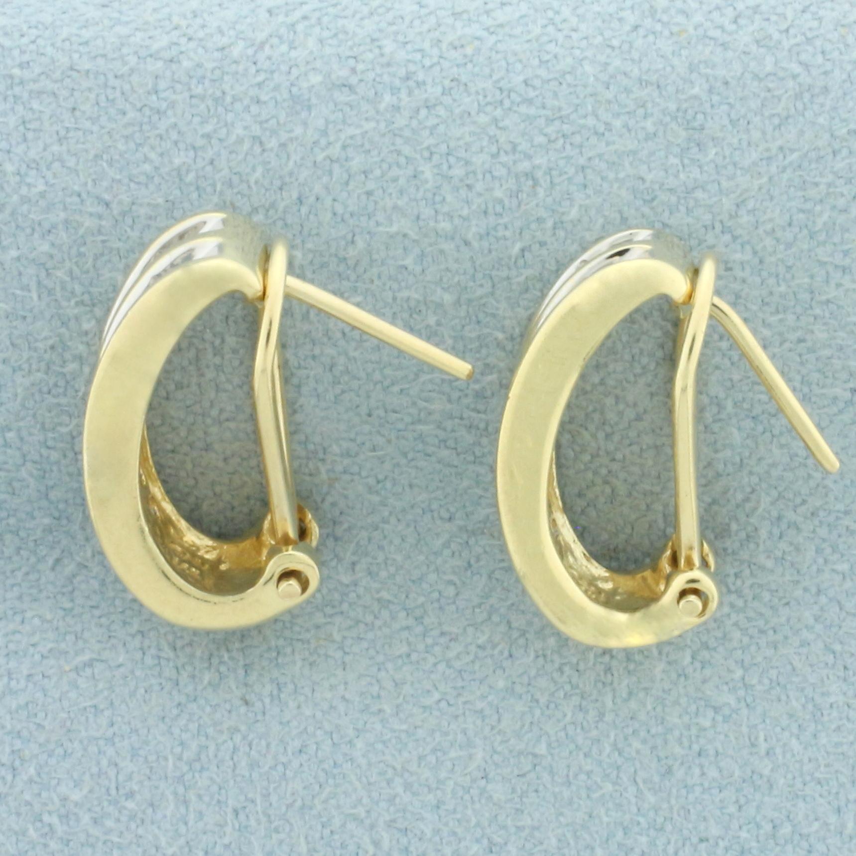 Diamond Half Hoop Earrings In 14k Yellow Gold