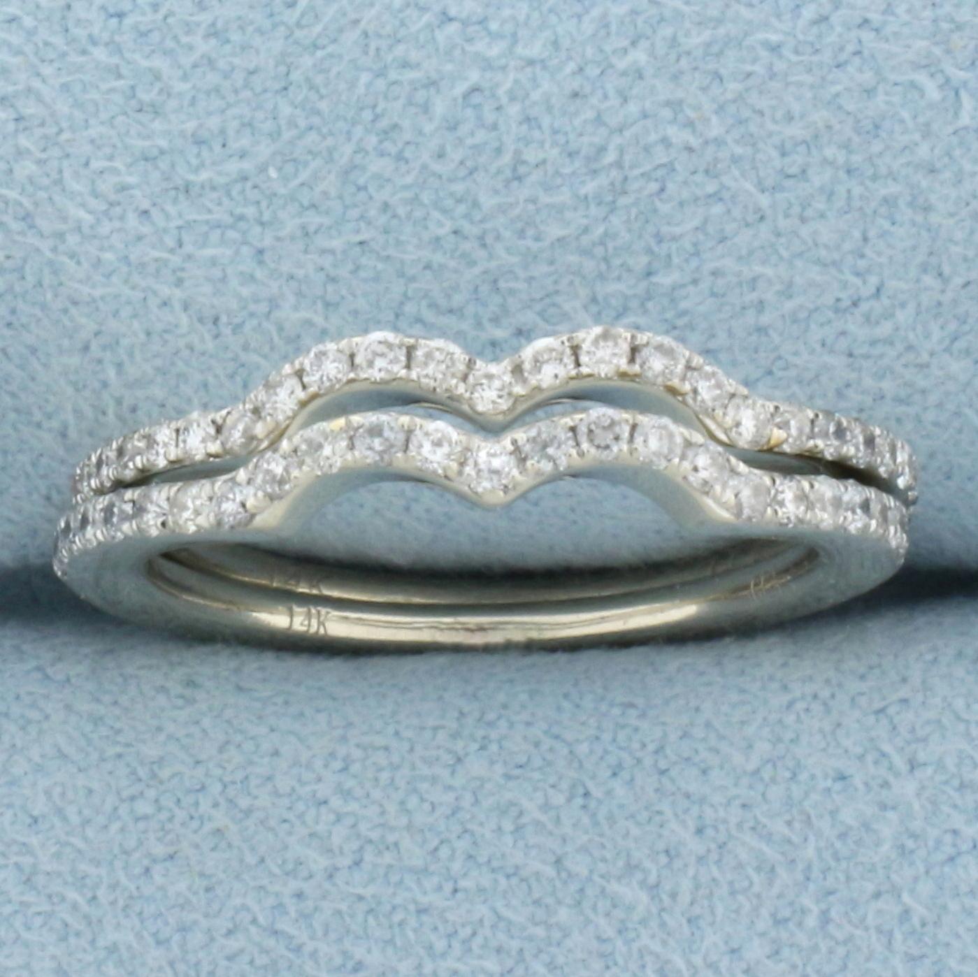 Two Diamond Stacking Rings In 14k White Gold