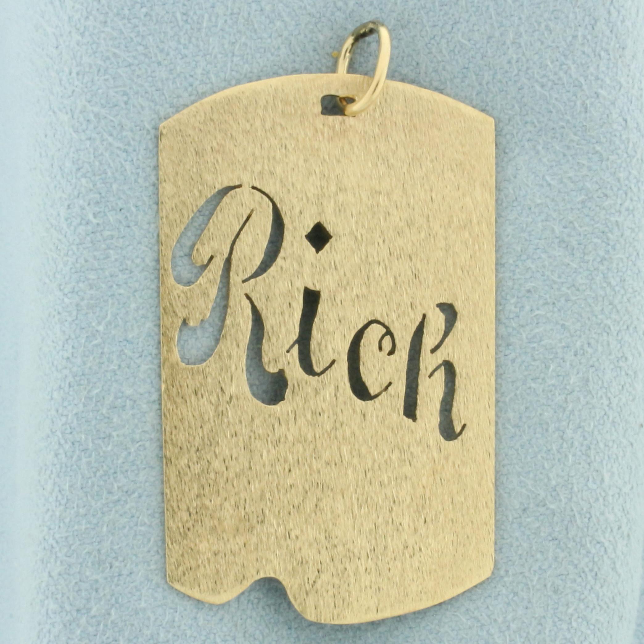 Name Rich Pendant In 14k Yellow Gold