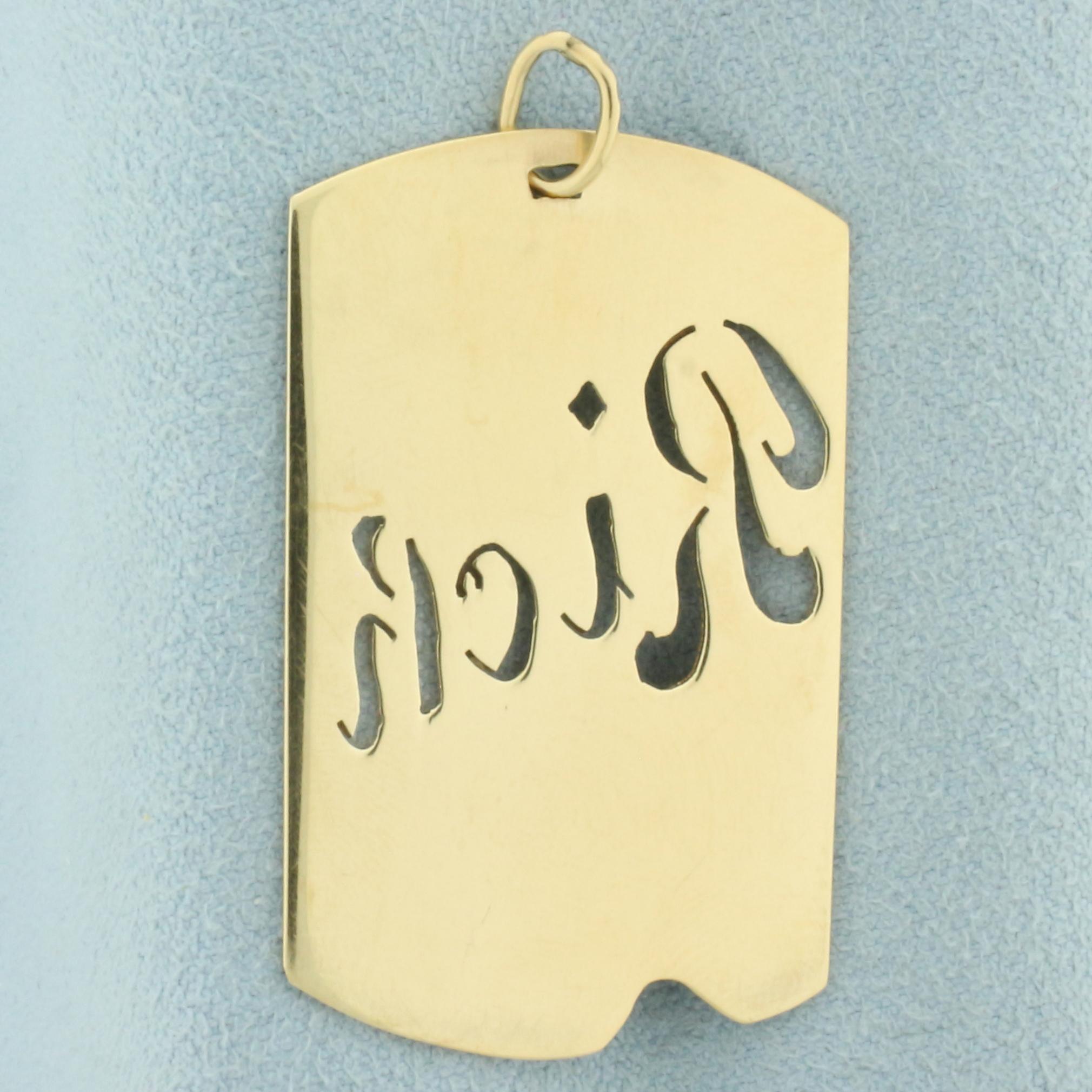 Name Rich Pendant In 14k Yellow Gold