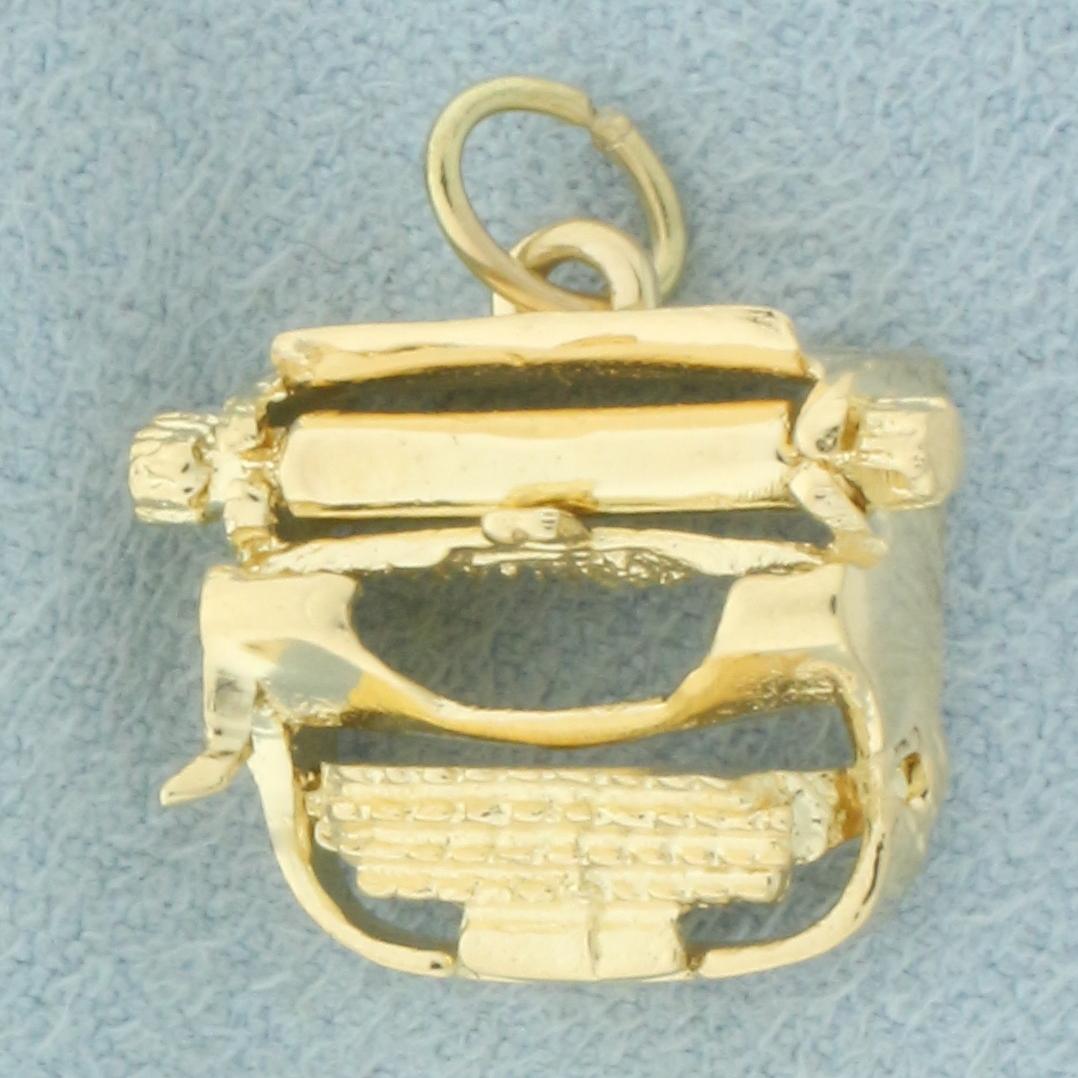 Vintage Typewriter Charm In 14k Yellow Gold