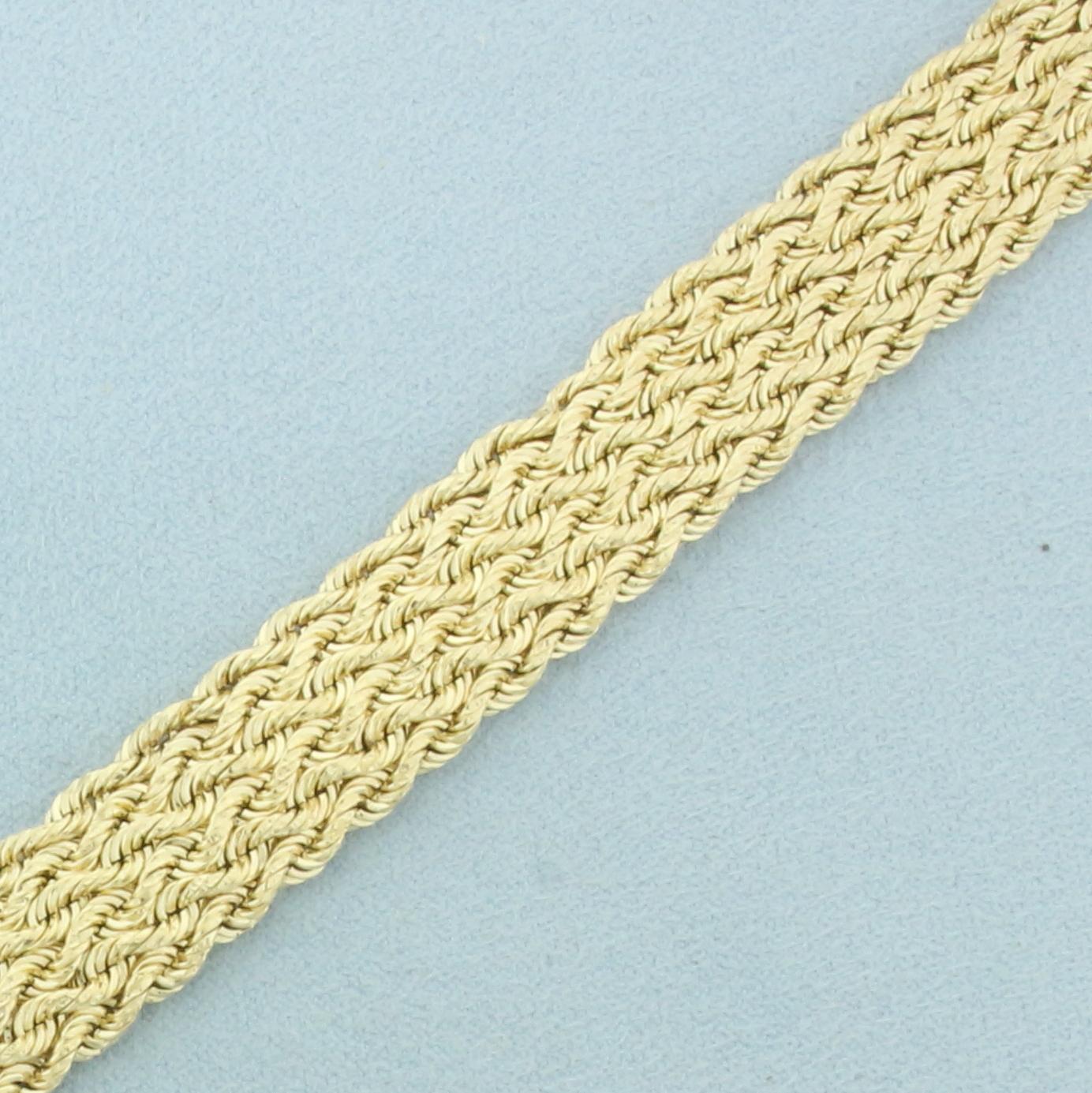 Braided Diamond Cut Rope Bracelet In 14k Yellow Gold