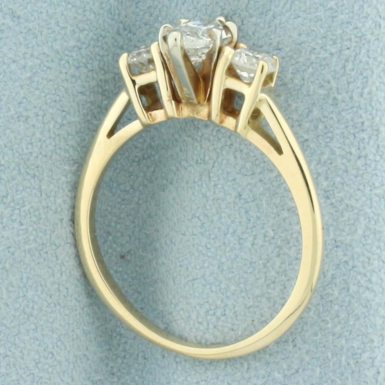 Marquise 3-stone Engagement Ring In 14k Yellow Gold