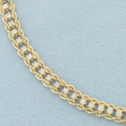 Double Rope Diamond Tennis Bracelet In 14k Yellow Gold