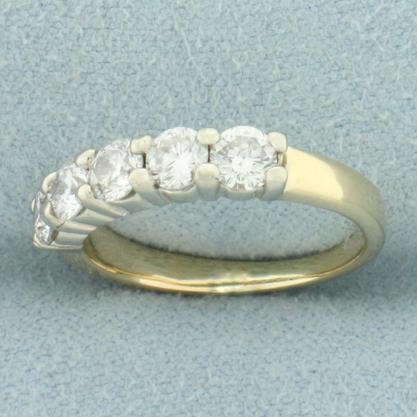 5 Stone Diamond Wedding Or Anniversary Ring In 14k Yellow Gold