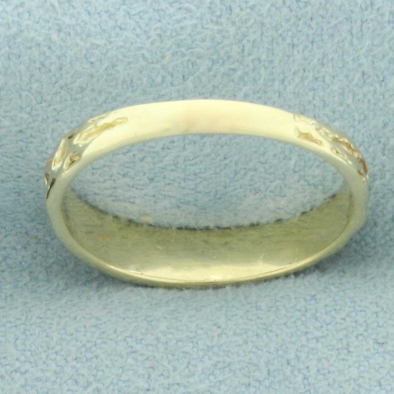 Geometric Pattern Band Ring In 14k Yellow Gold