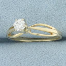 Diamond Solitaire Engagement Ring In 14k Yellow Gold