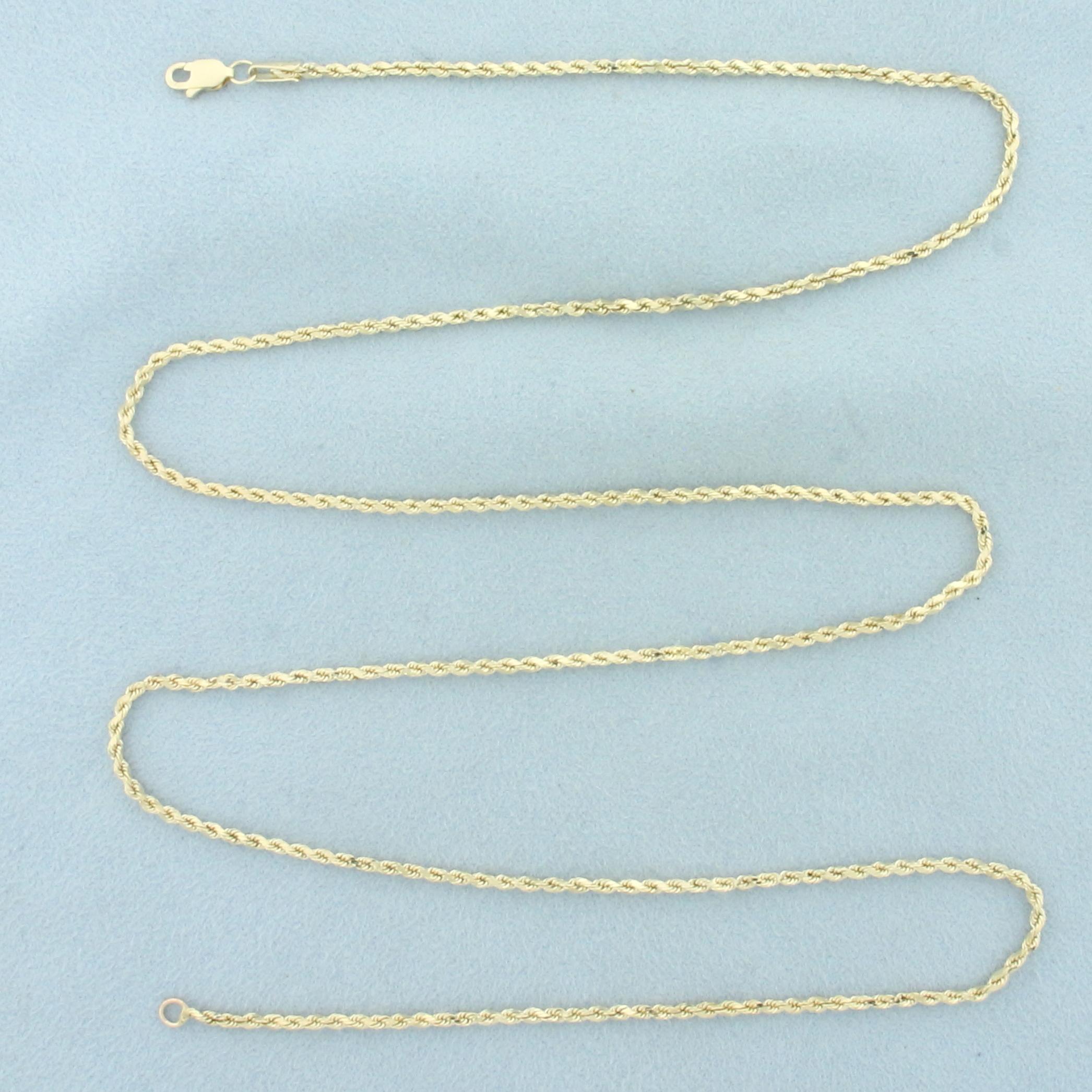 26 Inch Rope Link Chain Necklace In 14k Yellow Gold